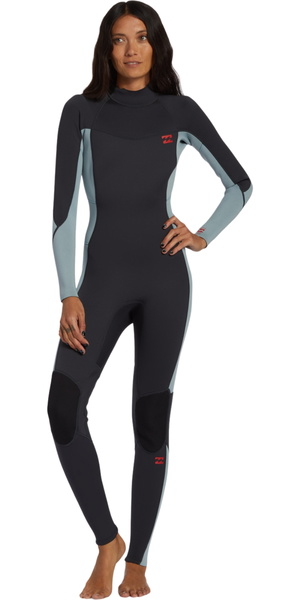 2025 Billabong Womens Foil 4/3mm Back Zip Wetsuit ABJW100185 - Washed Black